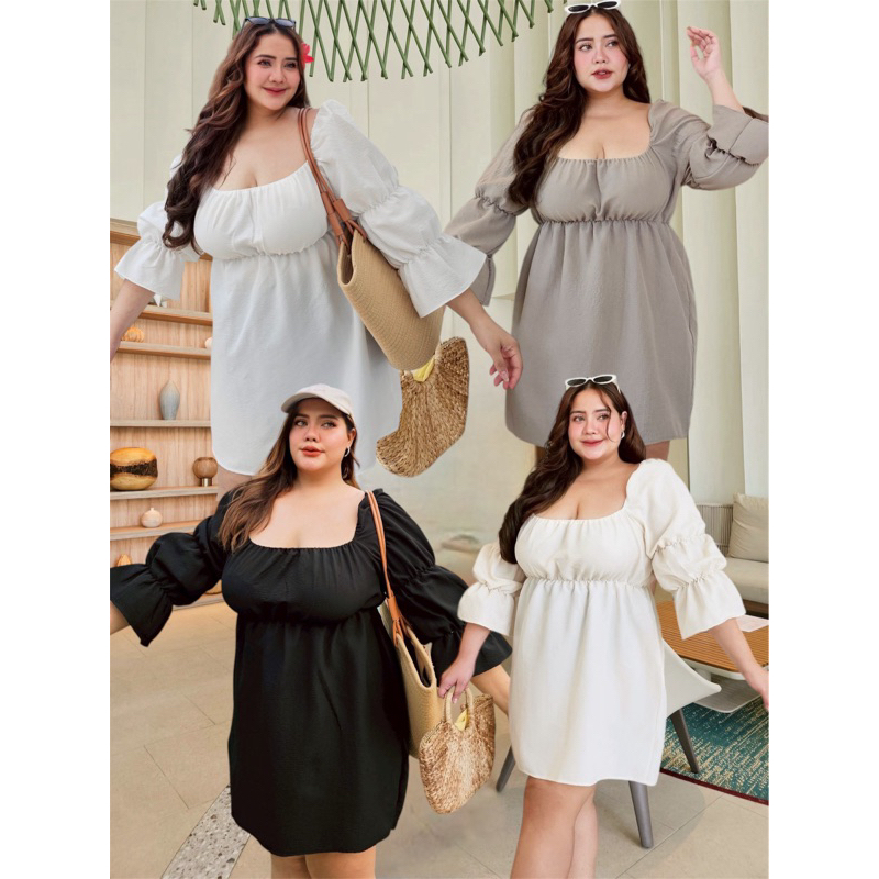 Bubble minidress เดรสแขนพองขนมชั้น อก 34-50+