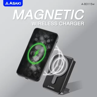 Asaki Powerbank 10000mAh พาวเวอร์แบงค์ มอก. จอ LED ชาร์จไร้สาย รุ่น A-B3115w - รับประกัน 1 ปี