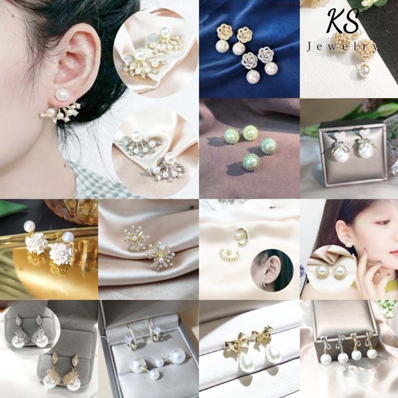 ต่างหูมุกดีไซส์เสียบหน้า หลัง,แฟชั่นสไตส์เกาหลี,XE00061