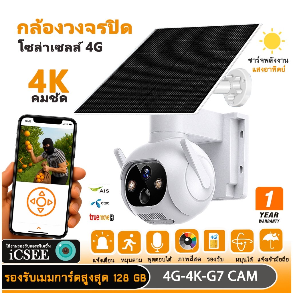กล้องวงจรปิด 4G SOLARCELL กันน้ำ ติดตั้งดูออนไลน์ได้ทุกที่ แผงโซล่าเซลล์ชาร์จพลั