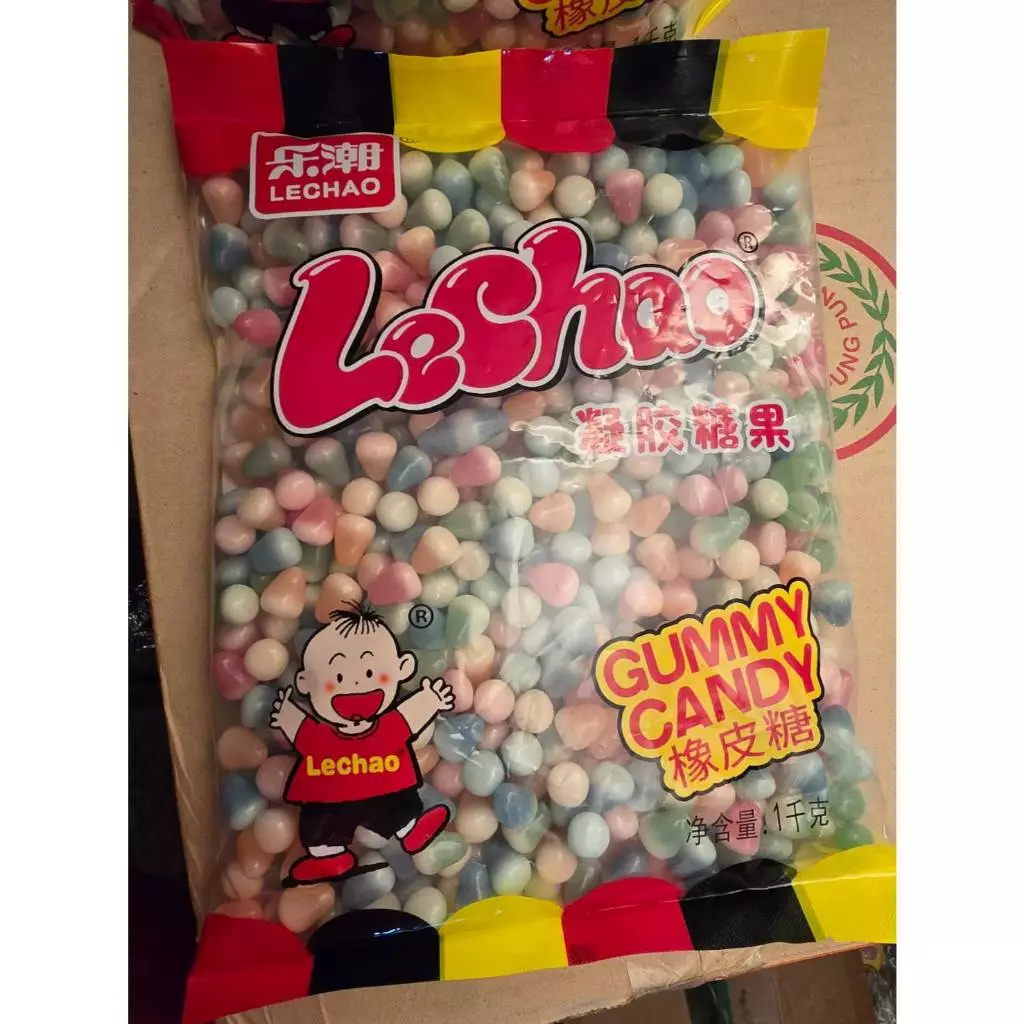 1 กิโลกรัม ปีโป้กรอบ Lechao Gummy Candy 1 กิโล ขนมสุดฮิต รสชาติหวาน หอมกลิ่นผลไม้ อย.