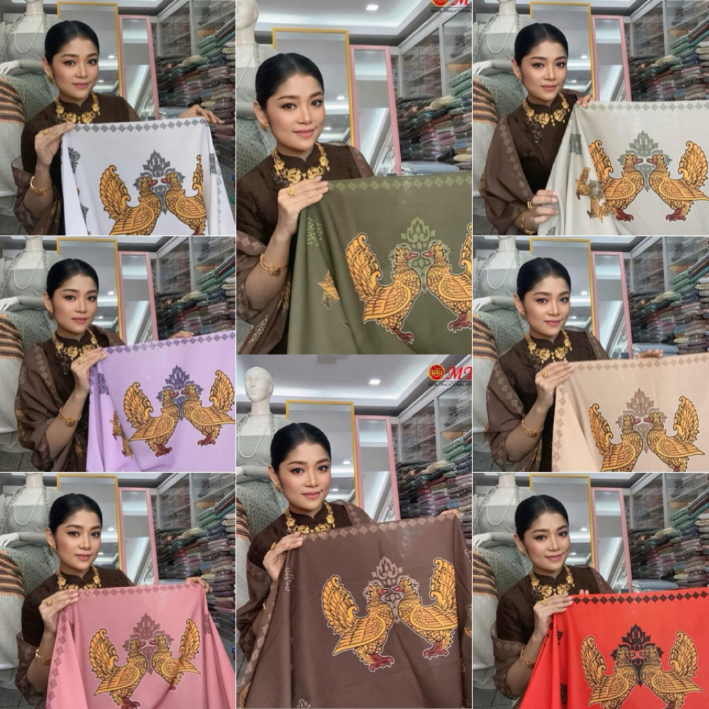 ผ้าพันคอมอญ คลุมไหล่ ผ้าสไบมอญ ลายในเนื้อผ้า