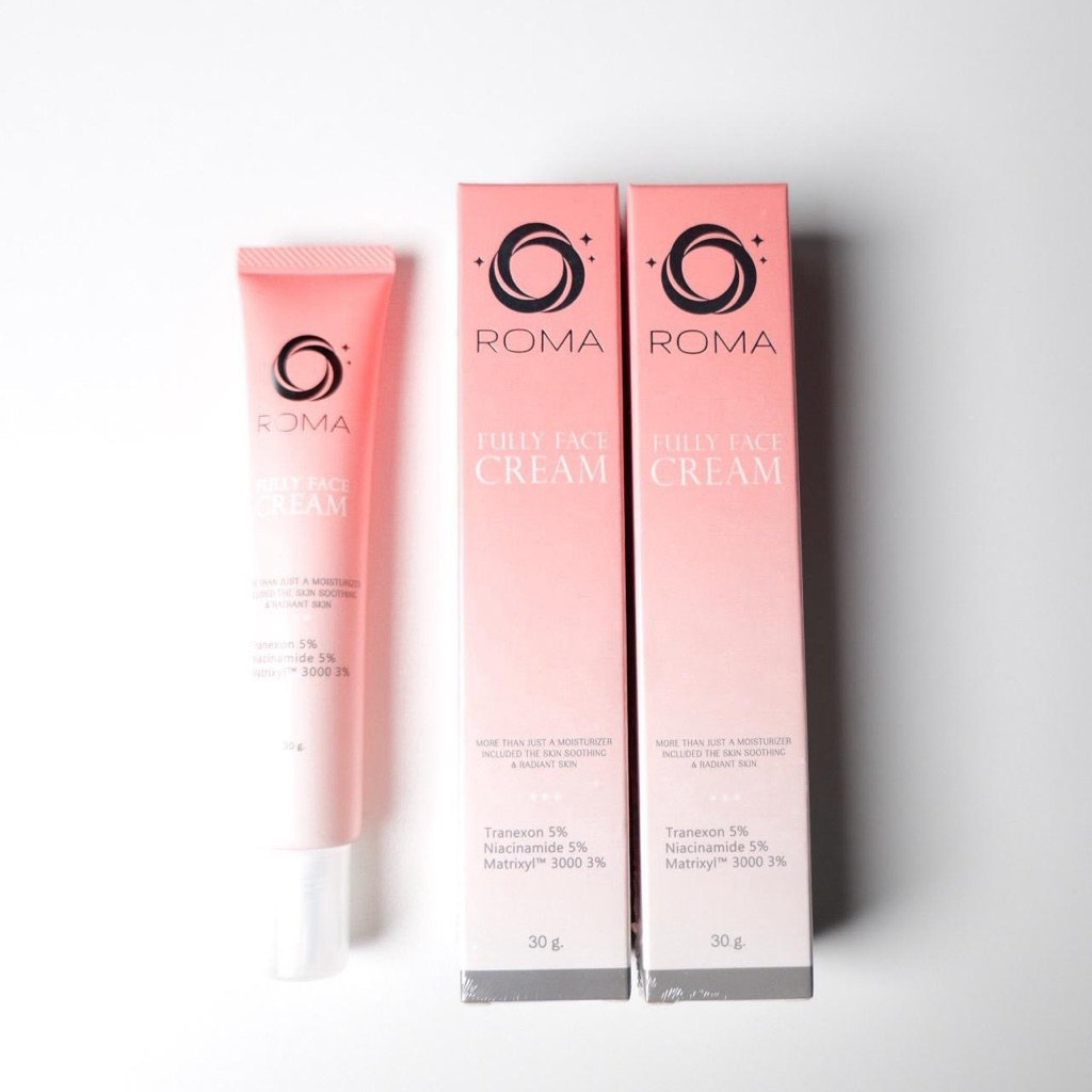 (2หลอด) Roma Fully Face Cream ขนาด 30 g. | ฟูลลี่ เฟส ครีม ไวท์เทนนิ่งครีมเพิ่มความกระจ่างใส
