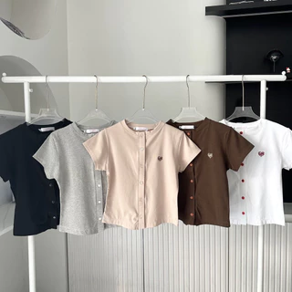 Baby Heart เสื้อยืดงานปักกระดุมหน้ามีไซต์🍒พร้อมส่ง