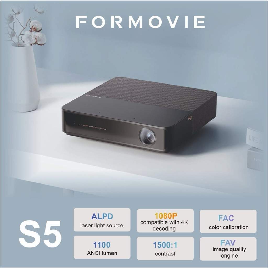 Formovie S5 ALPD Laser Projector 1100ANSI with Full Keystone Correction Android Wifi Bluetooth HDMI