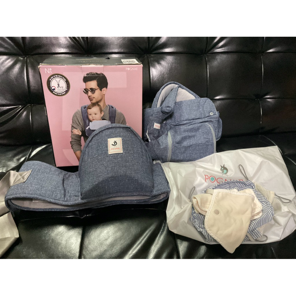 (มือ2) Pognae ที่อุ้มเด็ก เป้อุ้มเด็ก รุ่น No.5 Plus สี Denim Blue