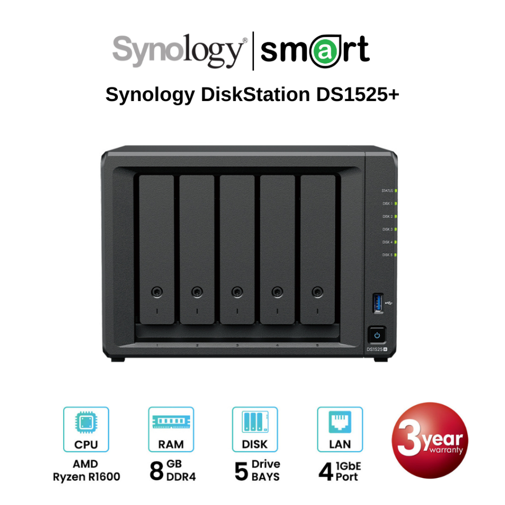 Synology DiskStation DS1525+ 5-Bay NAS - New 2025!