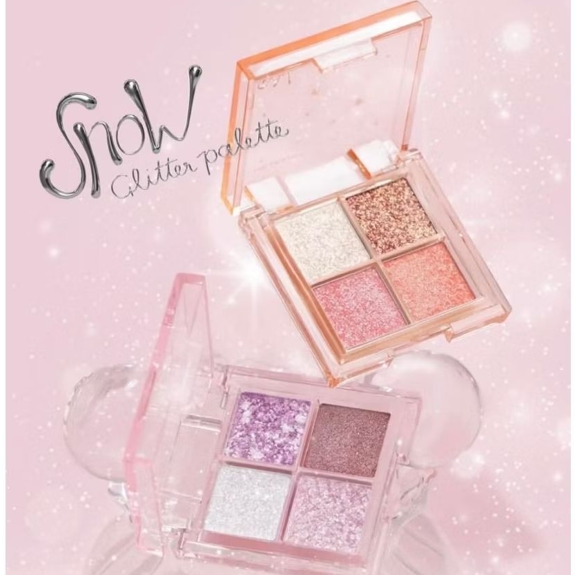 ของแท้/มีของแถม✅️ MEILINDA Snow Glitter Palette พาเลทอายแชโดว์เนื้อกลิตเตอร์ 4 ช่อง กลิตเตอร์สโนว์ตาสู้แฟลช