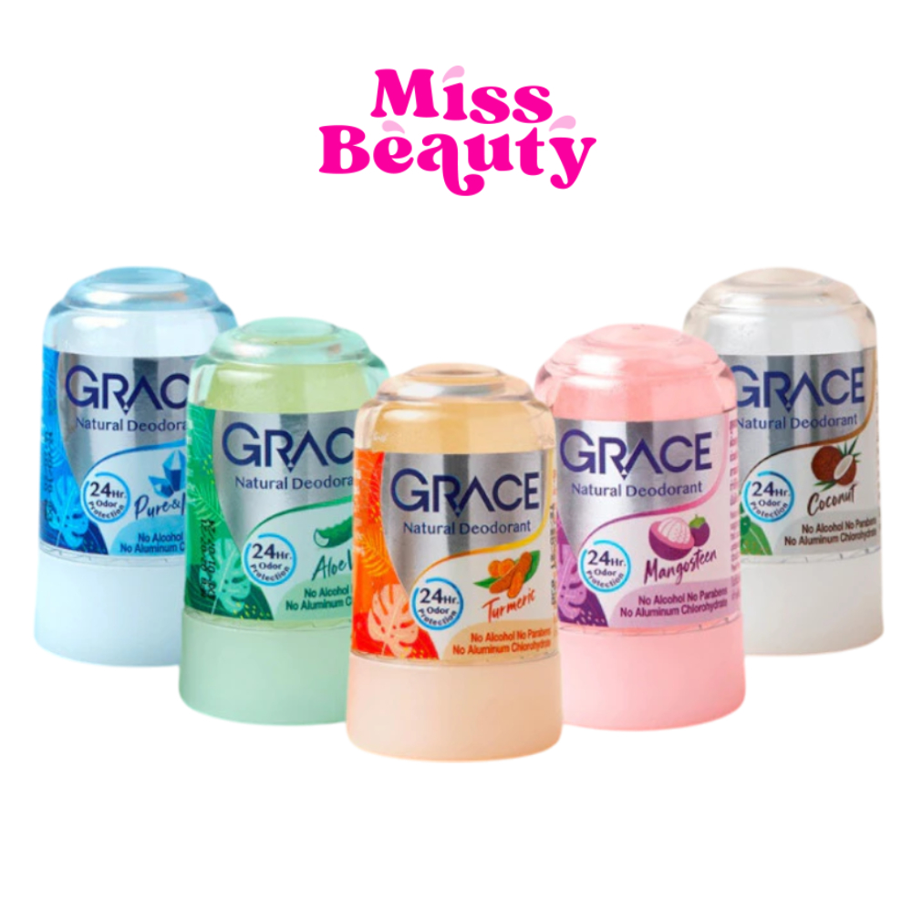 Grace Crystal deoderant สารส้มระงับกลิ่นกาย เกรซ ทารักแร้ โรลออนสารส้ม ดับกลิ่นเต่า 70 กรัม