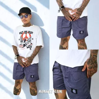 Monkey Siam | Cargo Shorts - กางเกงคาร์โก้ M-4XL เอว 25-48 เอวยางยืด ขาสั้นผู้ชาย กระเป๋าหน้า-หลัง