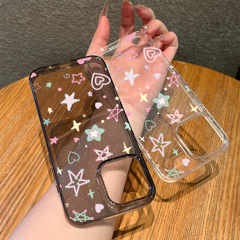 ผงเพชรแผ่นโปร่งใส  เทรนด์แฟชั่น ดาวสีการ์ตูน for 11 12 13 15 14plus 15 pro max XR 12 13pro  6P 7P 8P XS - รูปที่ 5