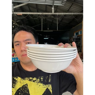 (5ใบ)ชามเมลามีน ชามปากบานมีขอบ 8 นิ้ว ชามก๋วยเตี๋ยว สีขาวล้วน white melamine ออกใบกำกับภาษีได้ ทนความร้อนได้100องศา รหัส