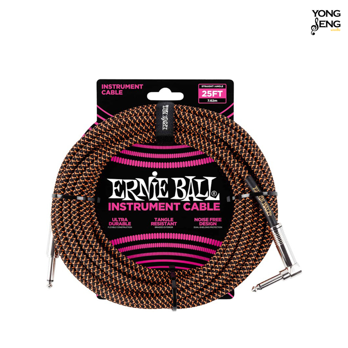 ERNIE BALL สายสัญญาณ (สายเตารีด ตรง/งอ) (25 ฟุต) รุ่นP06064