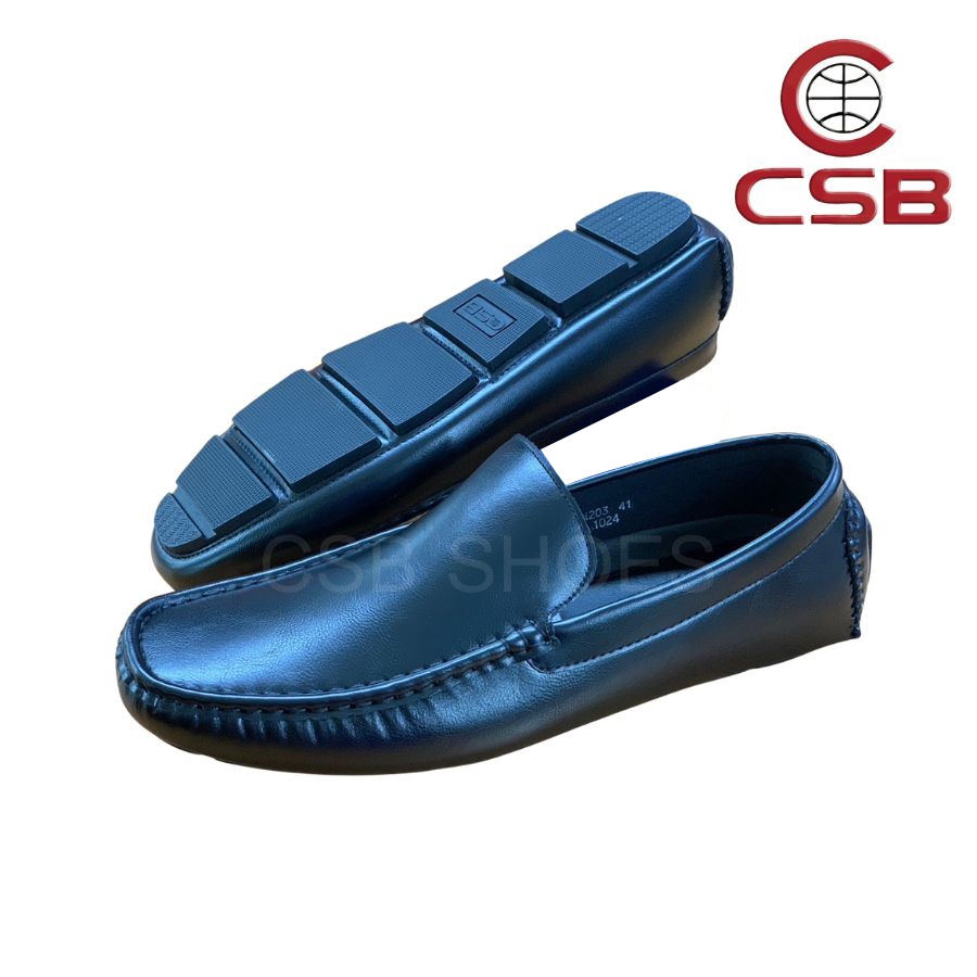 CSB รุ่น CM203 รองเท้าคัชชูหนังผู้ชายสไตส์แฟชั่น ทรงหน้ารองเท้าเรียวพื้นเตี้ย ด้านหน้าเรียบ