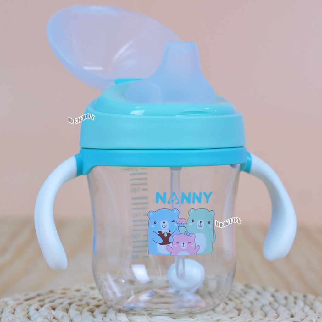 Nanny แก้วหัดดื่ม Tritan ขนาด 7 ออนซ์ 220 มล. พร้อมหลอด/พร้อมจุก ดื่มได้ 360 องศา ทนทานมาก - รูปที่ 6