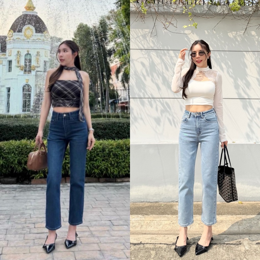 ยีนส์SARAN SR7001 กางเกงยีนส์ทรงกระบอกเล็กผ้ายืด