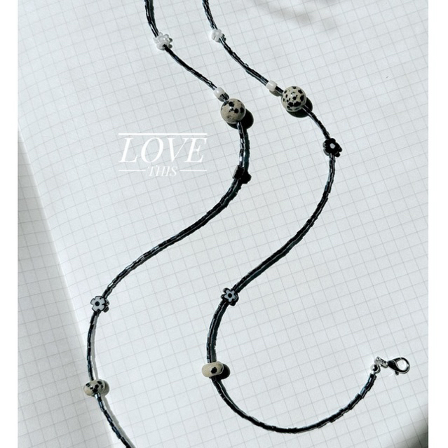 สร้อยคอ handmade มินิมอล ลูกปัดโทนสีดำ แต่งด้วยหินDalmatian Jasper แฟชั่นเรียบเท่ห์ มีเสน่ห์ - รูปที่ 4