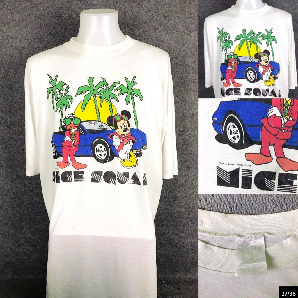 เสื้อยืดผ้าบางวินเทจลาย Mickey งานปีเก่า