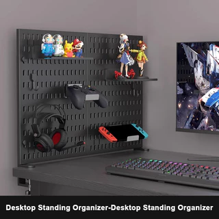 GooBoo DIY Pegboard Desktop เพ็กบอร์ด บอร์ดรูพลาสติก สำหรับจัดเก็บของพร้อมชุดติดตั้ง ตัวจัดโต๊ะเล่นเกม