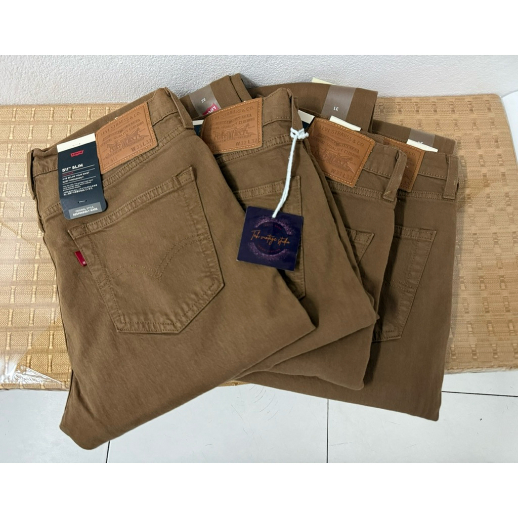 Levi’s 511 premium bigE สีน้ำตาลเข้ม ผ้ายืดหยุ่น ทรงยีนส์ใส่สวยมาก (ไม่มีขายในShopไทย) นำเข้าจากต่าง