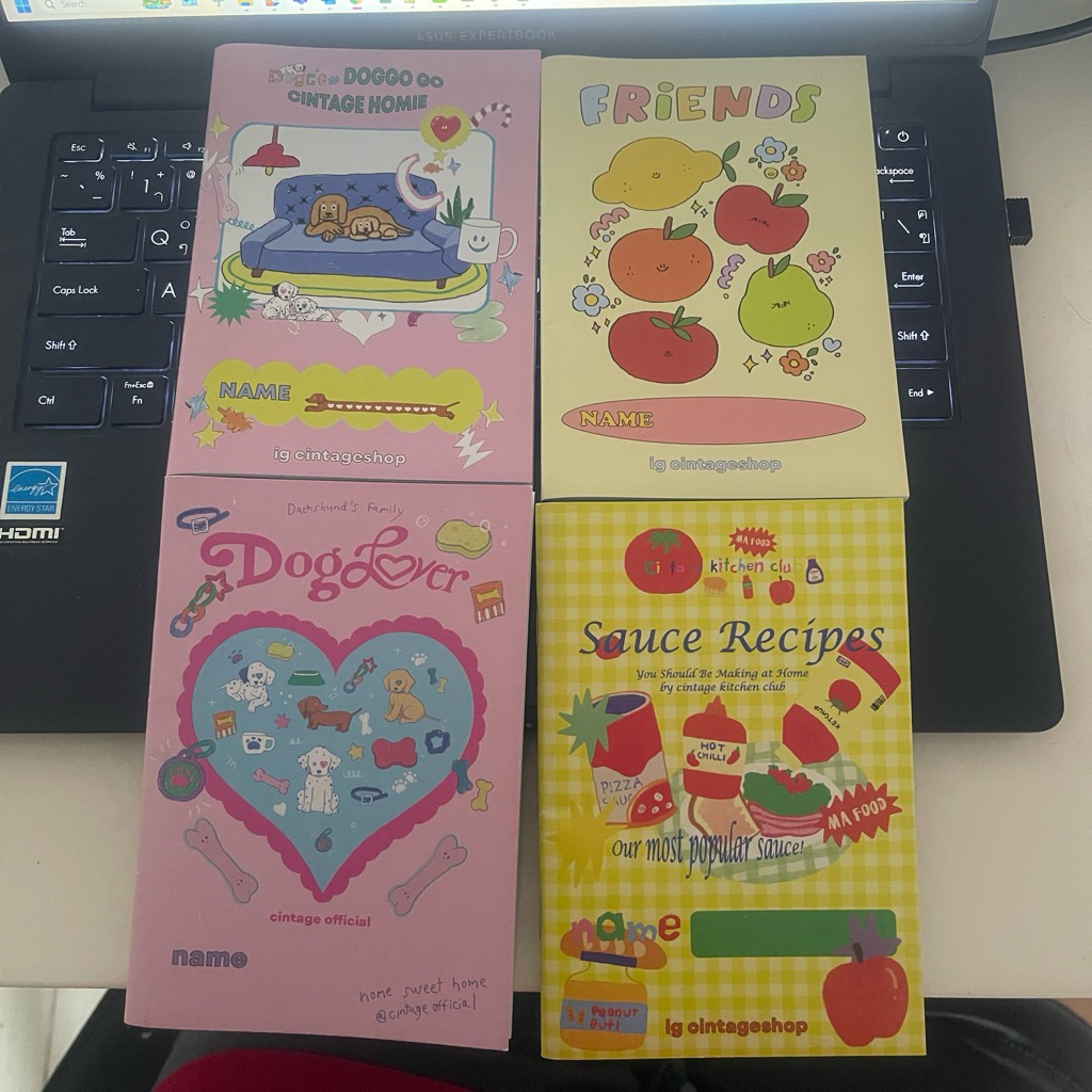 สมุดจดขนาดเล็กลายการ์ตูน ไม่มีเส้นบรรทัด ของแบรนด์ cintageshop