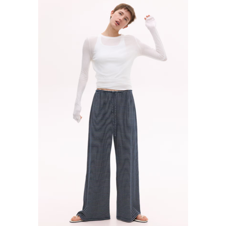 H&M(เอชแอนด์เอ็ม) กางเกงทรงริบส์พร้อมเชือกผูกเอว ผู้หญิง 1296717_1