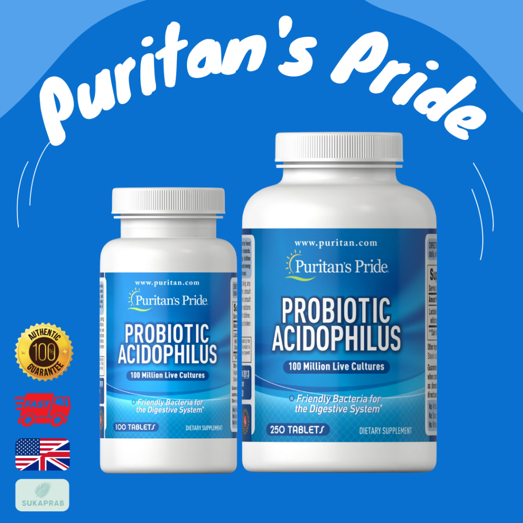 พร้อมส่ง Puritan's Pride Probiotic Acidophilus 100 million 100 Caplets อาหารเสริม