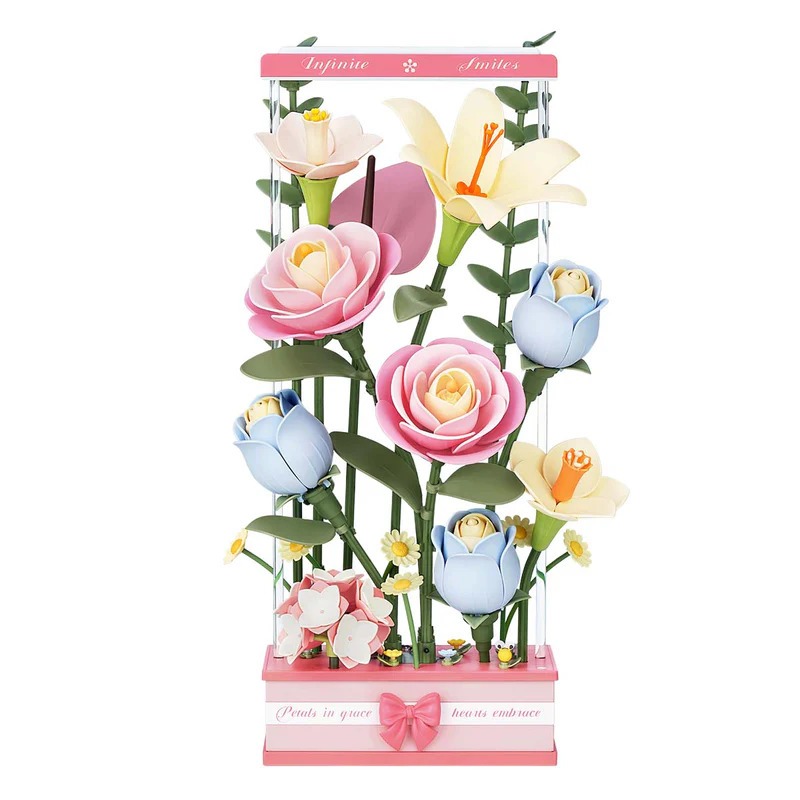 ROKR **กล่องบรรจุบุบ** DIY 3D Puzzle Floral Art Series - AF01D Blooming Bouquet Box | ของแต่งบ้าน ของเล่นศิลปะ DIY