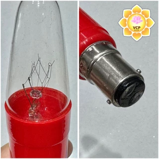 หลอดเทียนไฟฟ้า (คู่) สีเหลือง/สีแดง ขั้วเขี้ยวB15D กำลัง15 W ไฟบ้าน 220V