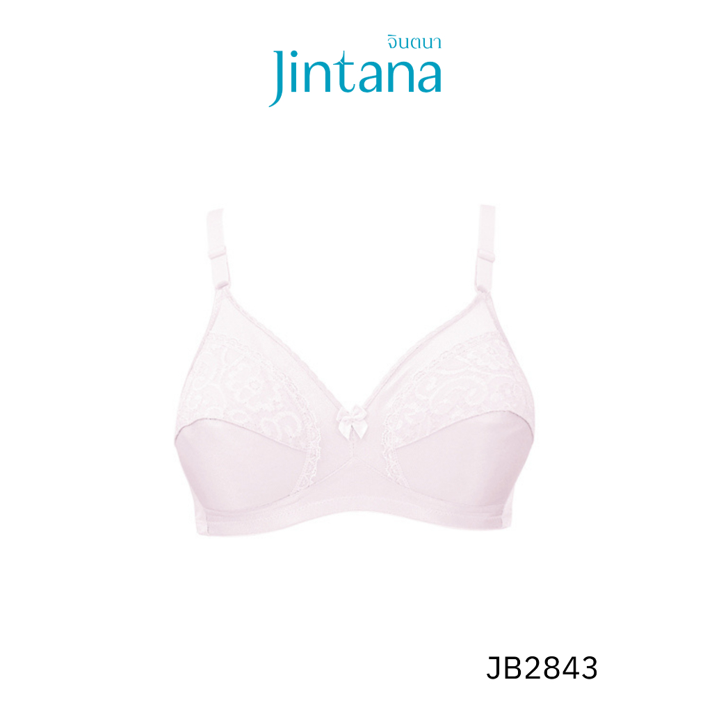 Jintana เสื้อชั้นใน จินตนา รุ่น Basic รหัส JB2843 (ไม่มีโครง) สีชมพู เสื้อในเก็บกระชับ ใส่สบาย เสื้อในลายลูกไม้