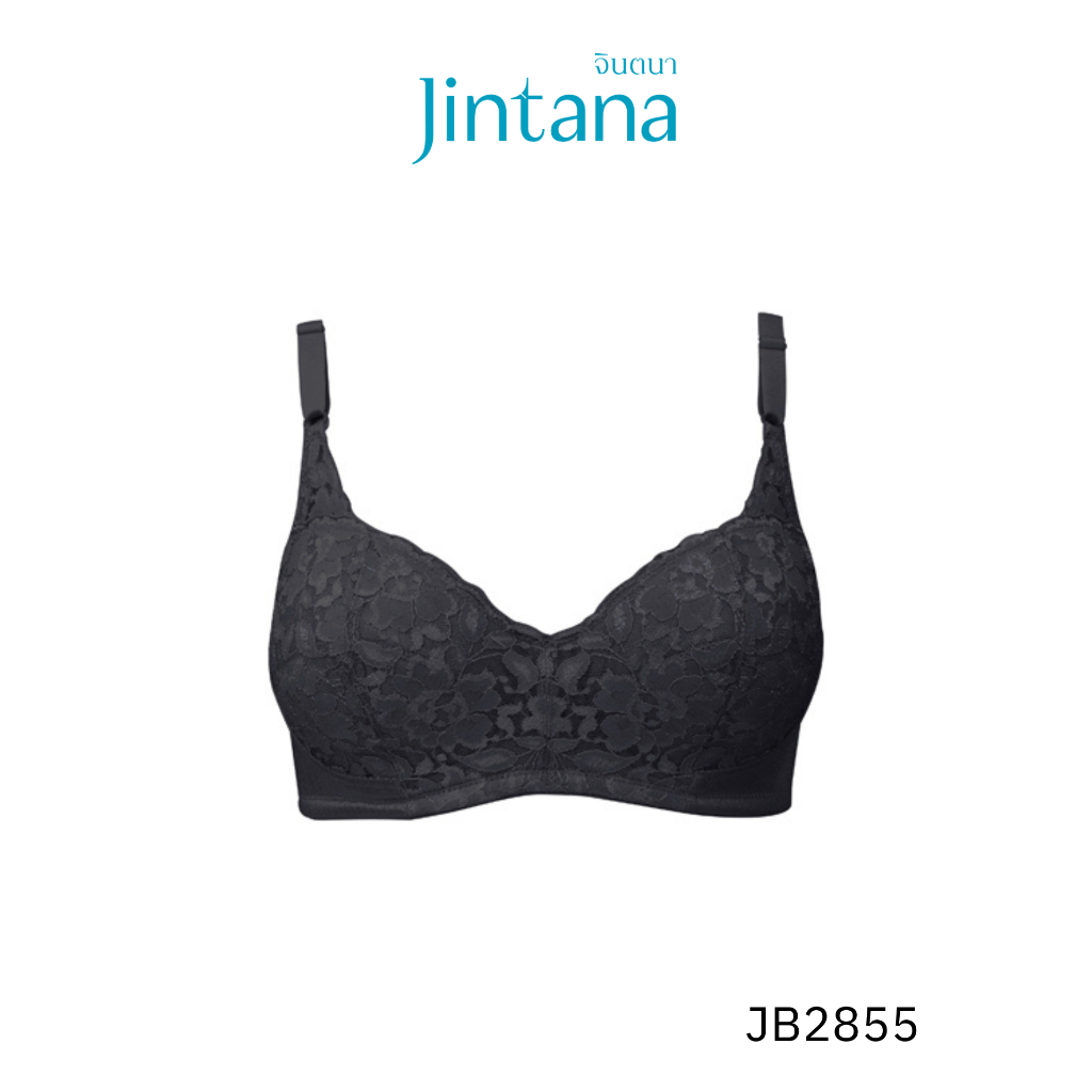 Jintana เสื้อชั้นใน จินตนา รุ่น Basic รหัส JB2855 (มีโครง) สีดำ เสื้อในเก็บกระชับ ใส่สบาย ระบายอากาศ เสื้อในลายลูกไม้