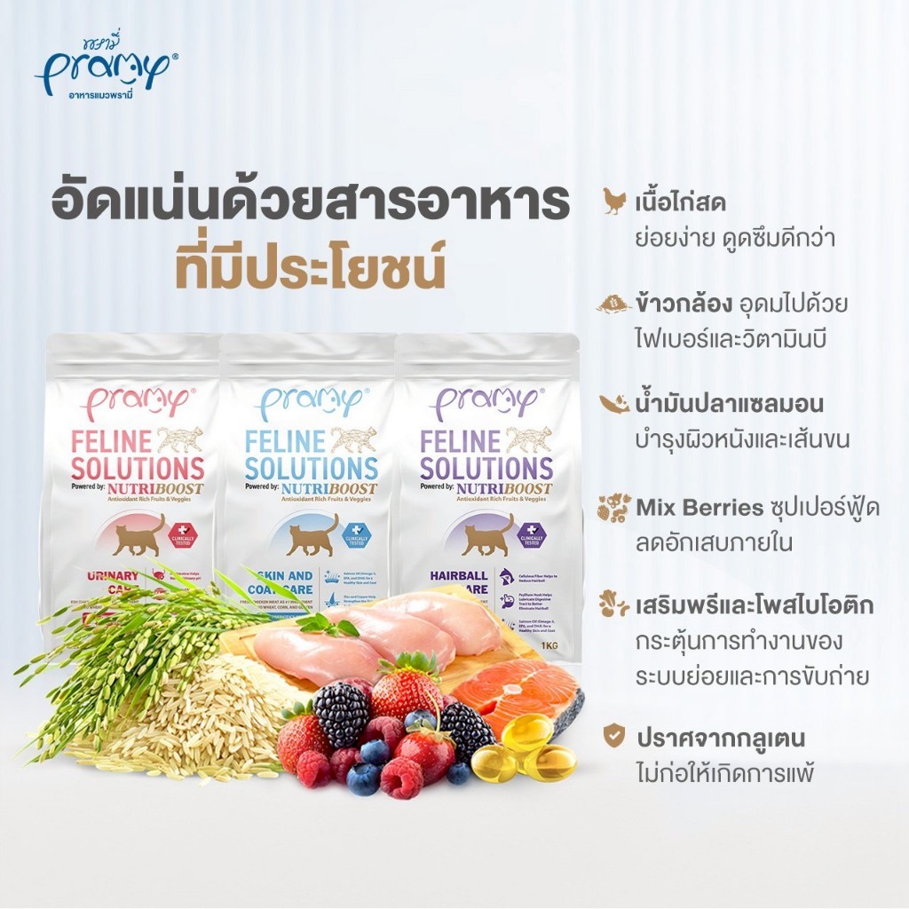 (2.3kg)Pramy Feline Solutions อาหารแมวสูตรเฉพาะทาง พัฒนาโดยสัตวแพทย์ ตอบโจทย์น้องแมวที่มีปัญหาสุขภาพ