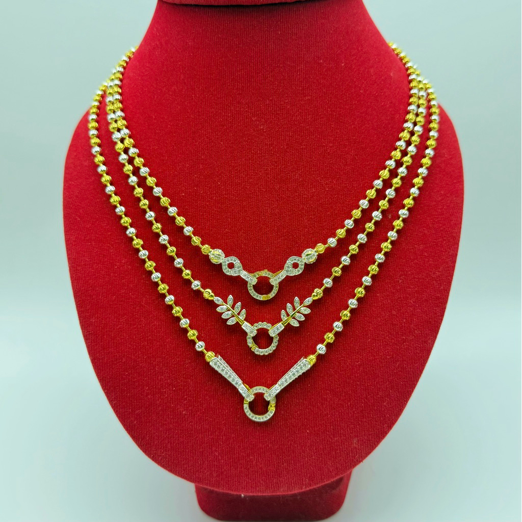 สร้อยคอสองกษัตริย์ 925 ลายเม็ดมะยม ข้อเพชร 4มิล มีหลายแบบ