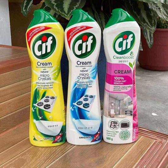 Cif Cleaning Cream ผลิตภัณฑ์ขจัดคราบฝั่งลึก กลิ่นเลม่อน และ ออริจินัล 660 ml Cif Cream ล้างครัว