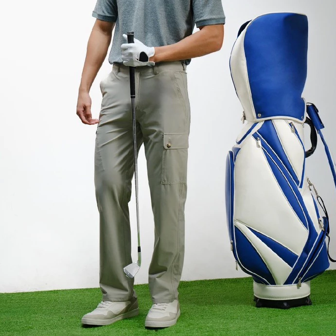 era-won Golf Fabric Cargo Pants มีกระเป๋าข้าง ทรงกระบอกตรง สี Grey cargos
