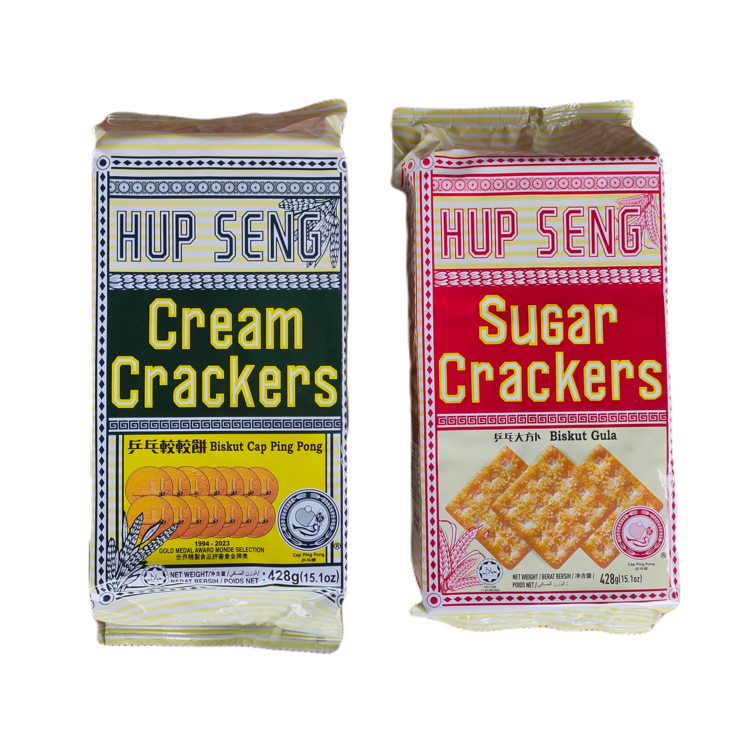 (ยกลัง 12 ห่อ) HUP SENG Cream/Sugar Cracker รสครีม/น้ำตาล น้ำหนัก 428 กรัม แครกเกอร์ขายดี ทานคู่กับชาหรือกาแฟ ฟินสุดๆ