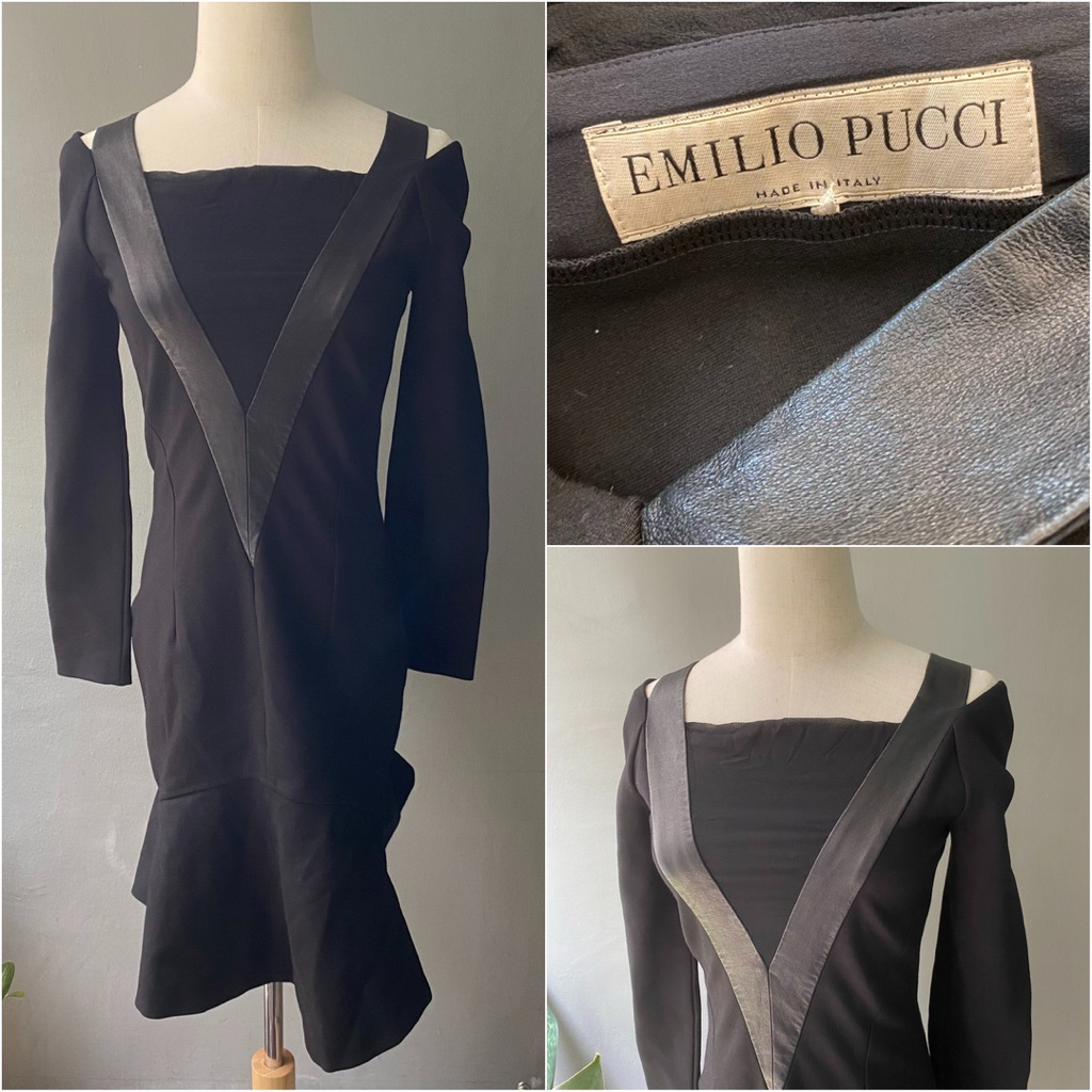 USED Emilio Pucci black detailed dress มือสอง