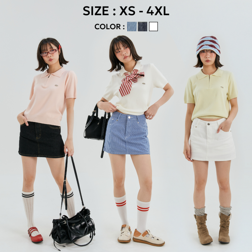 Bemingjeans078(XS-4XL)-Milky Skirt – กระโปรงยีนส์ทรงตรงใส่ง่าย ลุคสาวเกาหลีปังๆ 🌟