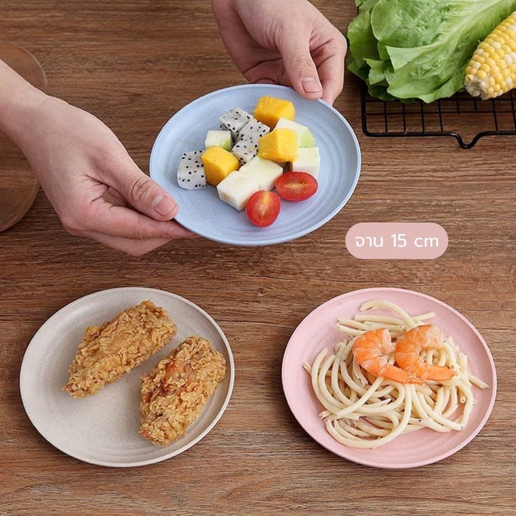 จาน จานกลม จานก้นลึก ถ้วย ขนาด15-20cm จานข้าวฟางข้าวสาลี จานรักโลก สวย ปลอดภัย สไตล์มินิมอล - รูปที่ 7