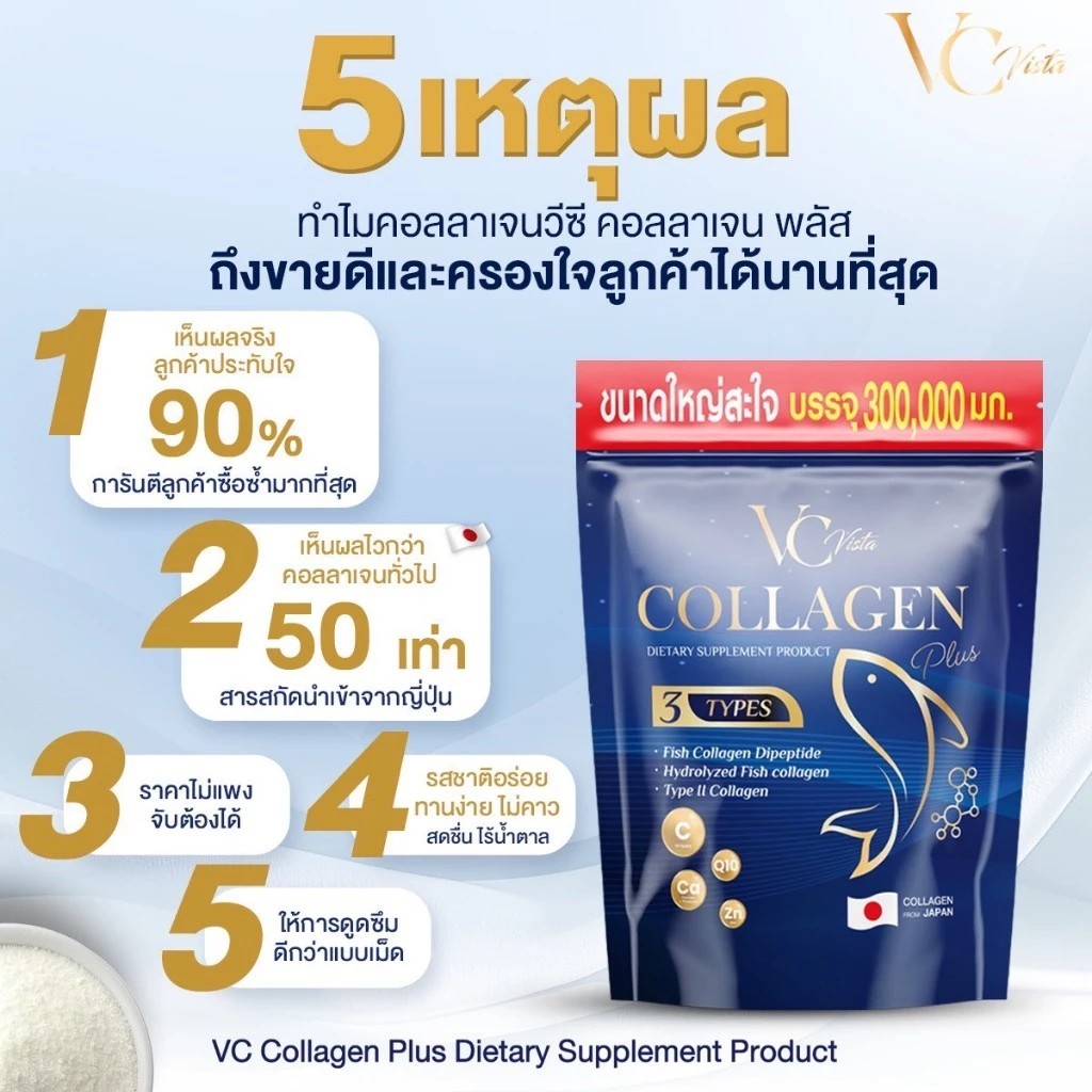 ของแท้-พร้อมส่ง VC collagen วีซีคอลลาเจนถุงรีฟิล โปร 5 ห่อใหญ่ บำรุงข้อเข่าและกระดูก ฝ้า กระ บำรุงภายใน - รูปที่ 5