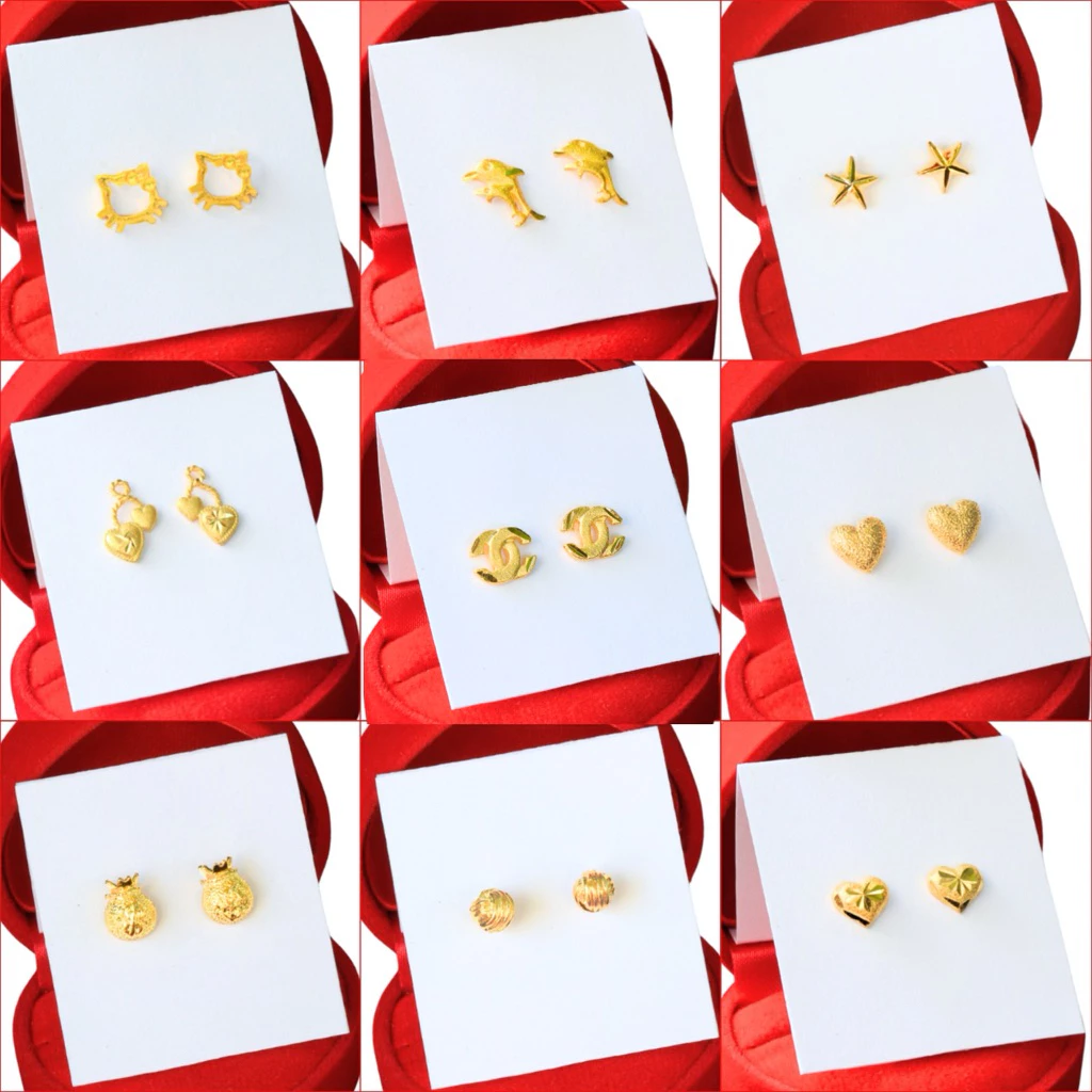 [⚡️ลดเพิ่ม 30% เก็บโค้ดหน้าร้าน] 1คู่ ต่างหู 14K (วัสดุอย่างดี ไม่ลอกดำ แพ้ง่ายใส่ได้) CN Jewelry