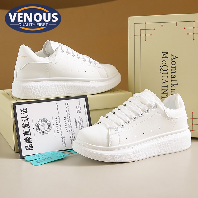 【Venous】2025 New Original รองเท้าผู้ชายสีขาวแบบเป็นกันเอง คู่รองเท้าคุณภาพสูง รองเท้าผ้าใบผู้ชายแฟชั่นเกาหลี