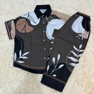 ชุดเซ็ท ขา 9 ส่วน ไซส์ใหญ่ อก 50“ เสื้อคอปก ผ้าไหมญี่ปุ่น เน…