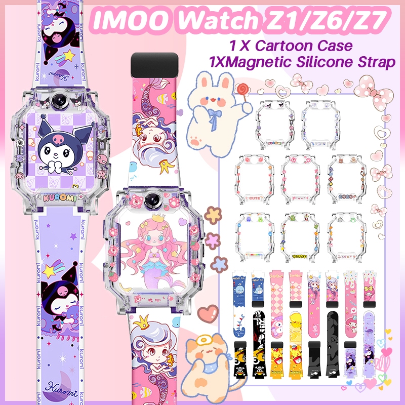 【🔥เคส+สาย🔥】Kuromiสายเคเบิลสำหรับ Imoo Z7,สายนาฬิกา Imoo Z1, Imoo Z6 สายนาฬิกาแม่เหล็กสำหรับ เคส imoo