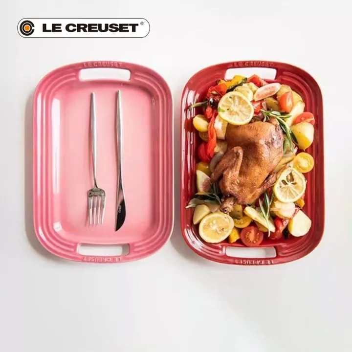 LE CREUSET Ceramic Double Eared Long Plate 31cm BBQ Plate Steak Plate Steamed Fish Plate Vegetable P