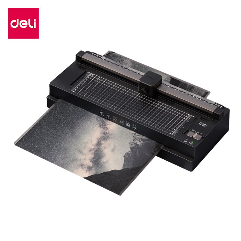 [ฟรีที่ตัดมุม] Deli เครื่องเคลือบบัตร A3  เครื่องเคลือบเอกสาร มีที่ตัดกระดาษ 250 มม./นาที Laminator ราคา ถูกที่สุด ดีลบีเคเค