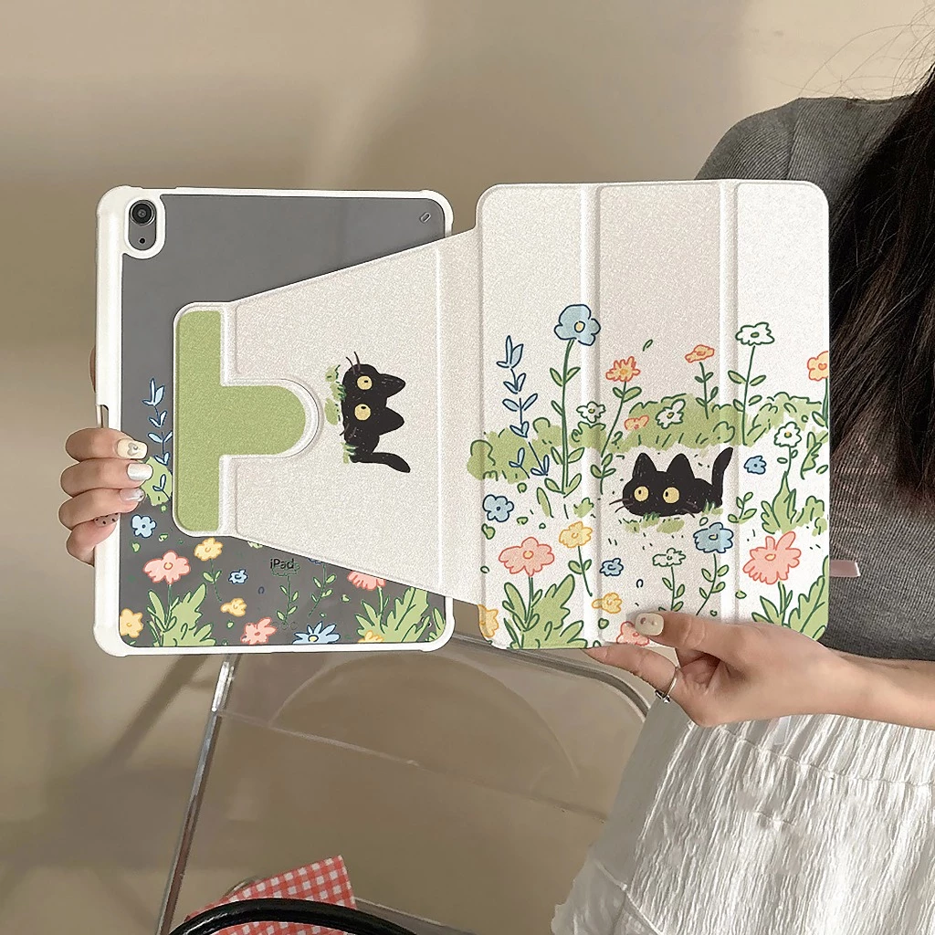 🔥พร้อมส่ง🔥เคส iPad Gen12 Gen11 Air8 11/13 ที่ใส่ปากกา ลูกแมวว่ายน้ำ เคสiPadหมุน 360° Air6 Gen10 Air5