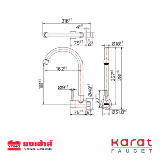 Karat Faucet ก๊อกซิงค์เดี่ยวติดผนัง รุ่น KF-79-531-63 ก๊อกล้างจาน