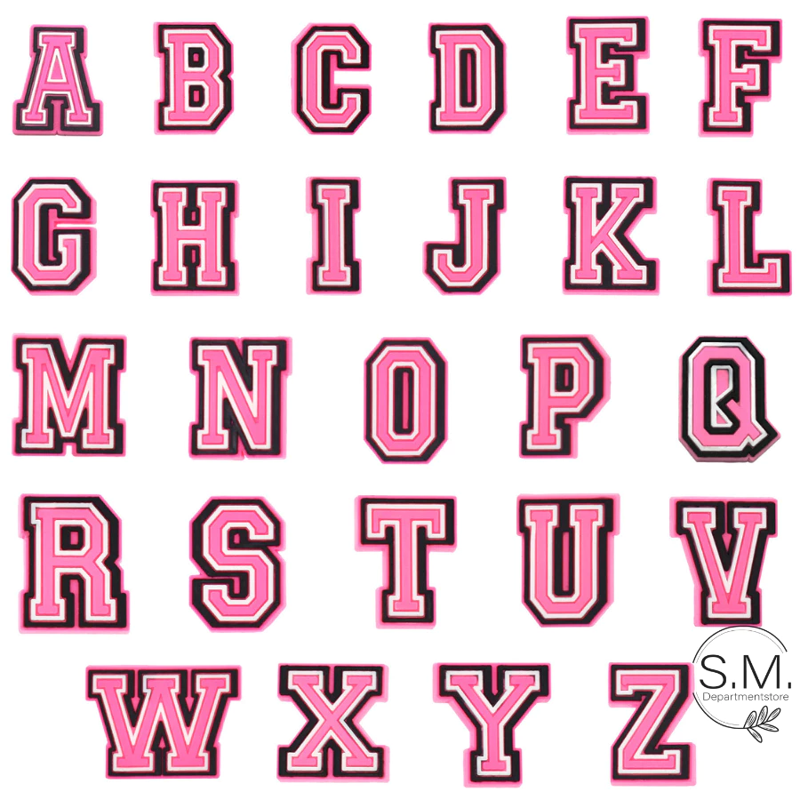 อุปกรณ์ตกแต่งรองเท้าหัวโต / จิบิติดรองเท้าตัวอักษร A-Z / # / 0-9 สีชมพูน่ารักๆ