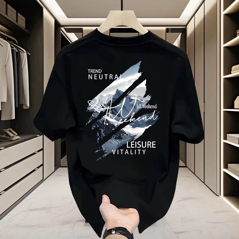 Basi💥 เสื้อผู้ชาย เสื้อยืด oversize สตรีท เกรดพรีเมียม โคตรนุ่ม เสื้อคอตตอน100% ไม่หดตัวลาย ลาย “TREND NEUTRAI”